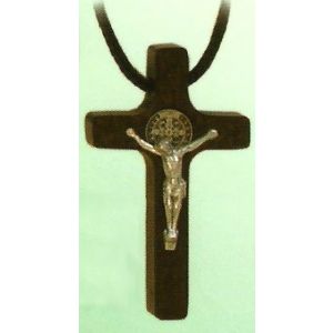 Brown Wood St. Benedict's Crucifix on Cord