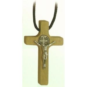 Natural Wood St. Benedict's Crucifix on Cord