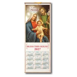 Holy Family Wood Scroll Calendar 2027
