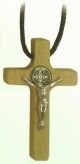 Natural Wood St. Benedict's Crucifix on Cord