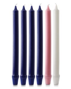 12" x 1" fluted Advent Candles (4 purple,1 pink & 1 white)