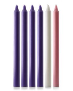 15" x 1 1/8" Advent Candles (4 purple,1 pink & 1 white)