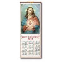 Sacred Heart Wood Scroll Calendar 2027